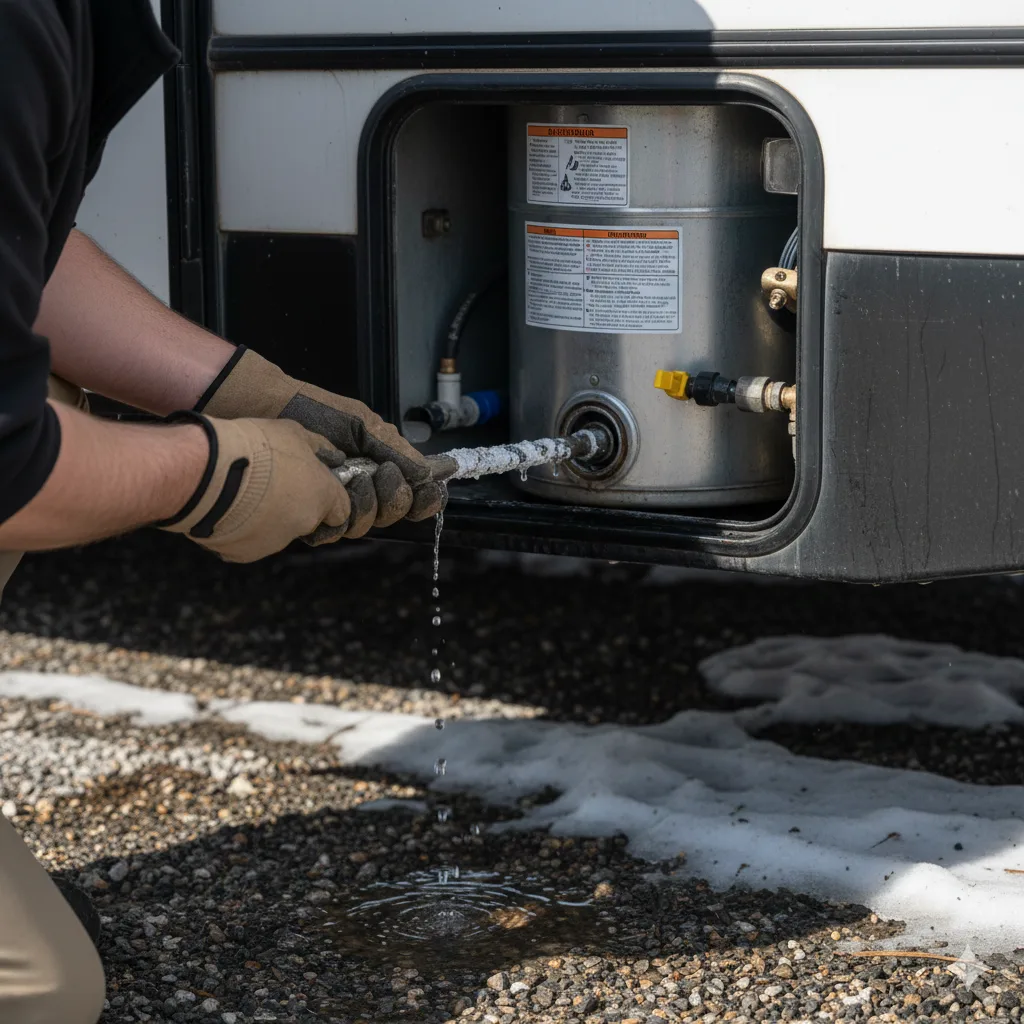how to drain rv fresh water tank and water heater