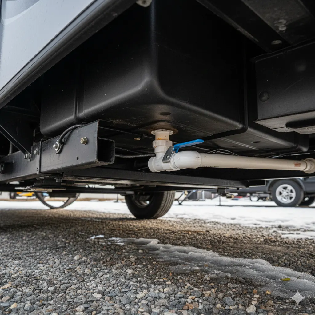 how to drain rv fresh water tank by locating drain valve