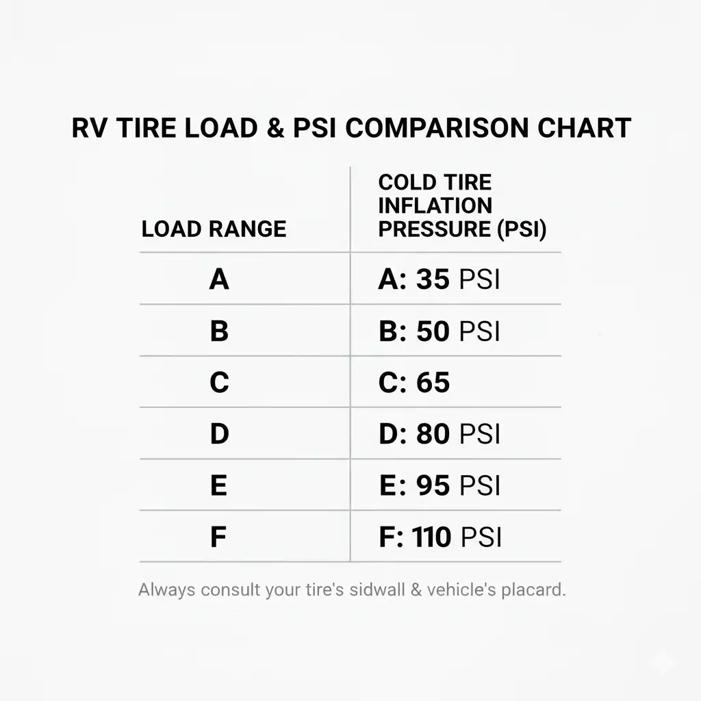 rv tire pressure guide PSI chart